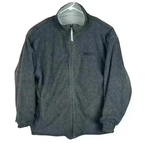 Southpole Men's Size XL Silver Gray Reversible Bomber‎ ZipUp Jacket Fleece - Picture 8 of 16